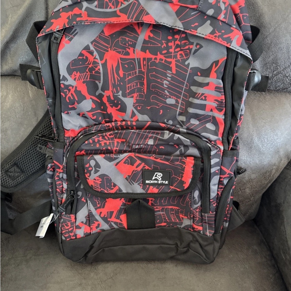 Rickyh style hiking red and black backpack
